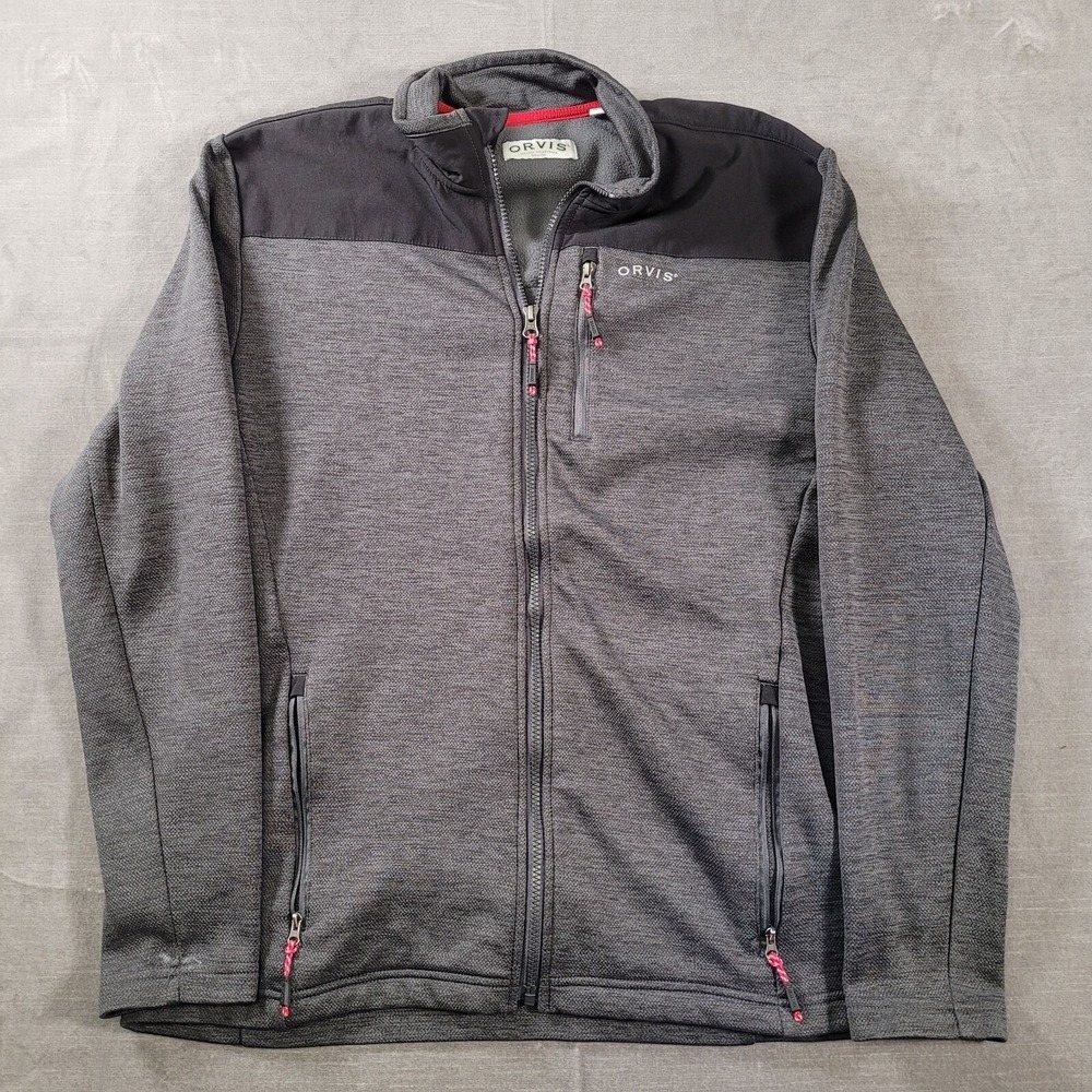 Orvis Classic Collection Fleece Lined Full Zip Gray Jacket Mens Medium